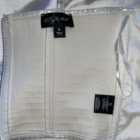 SAY WHAT Boned Bustier Corset Faux Leather Croc Print Pearly White Size Medium - Picture 6 of 13